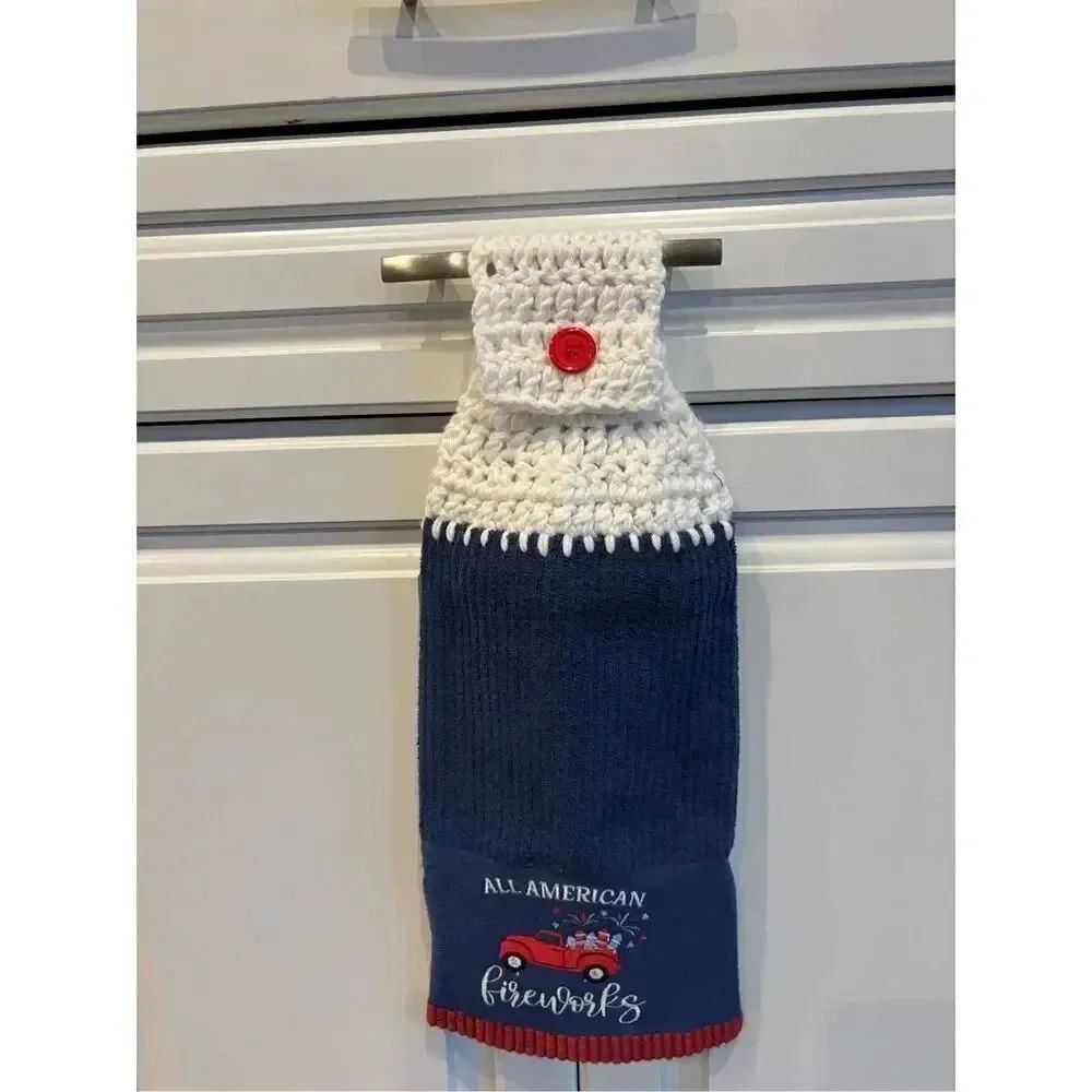 Crochet Top Kitchen Towel- All American Fireworks